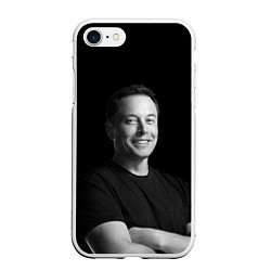 Чехол iPhone 7/8 матовый Илон Маск, портрет, цвет: 3D-белый