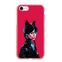 Чехол iPhone 7/8 матовый Wednesday black kitty, цвет: 3D-светло-розовый