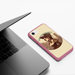 Чехол iPhone 7/8 матовый Steampunk english lady, цвет: 3D-малиновый — фото 2