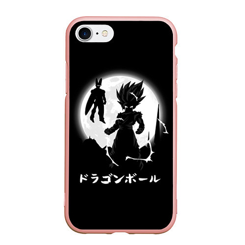 Чехол iPhone 7/8 матовый Dragon Ball Гоку при луне / 3D-Светло-розовый – фото 1