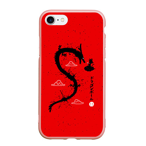 Чехол iPhone 7/8 матовый Dragon Ball Гоку и дракон / 3D-Светло-розовый – фото 1