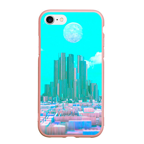 Чехол iPhone 7/8 матовый Нейронный сай-фай кибергород / 3D-Светло-розовый – фото 1
