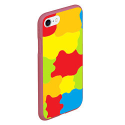 Чехол iPhone 7/8 матовый Кляксы разноцветные - детский камуфляж, цвет: 3D-малиновый — фото 2