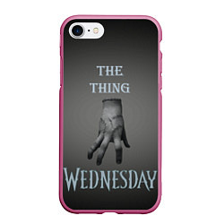 Чехол iPhone 7/8 матовый Вещь Уэнсдей Аддамс, градиент, цвет: 3D-малиновый
