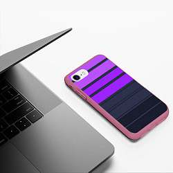 Чехол iPhone 7/8 матовый Полосатый узор в серых и фиолетовых тонах, цвет: 3D-малиновый — фото 2