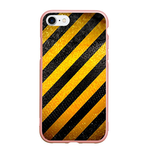 Чехол iPhone 7/8 матовый Черно-желтая опасность / 3D-Светло-розовый – фото 1