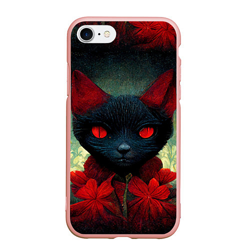 Чехол iPhone 7/8 матовый Dark cat / 3D-Светло-розовый – фото 1