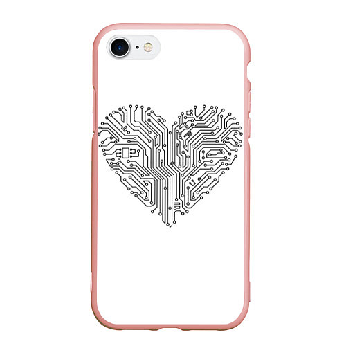 Чехол iPhone 7/8 матовый Heart neurons / 3D-Светло-розовый – фото 1