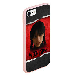 Чехол iPhone 7/8 матовый Уэнсдэй красно-черный фон, цвет: 3D-светло-розовый — фото 2