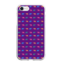 Чехол iPhone 7/8 матовый Разноцветные слоны, цвет: 3D-белый