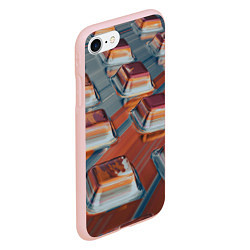 Чехол iPhone 7/8 матовый Абстрактная текучие металлические прямоугольники, цвет: 3D-светло-розовый — фото 2