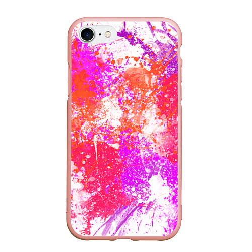 Чехол iPhone 7/8 матовый Разбрызганная красная краска - светлый фон / 3D-Светло-розовый – фото 1
