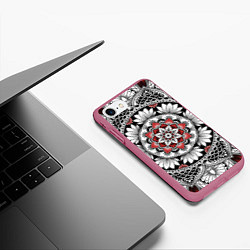 Чехол iPhone 7/8 матовый Мандала: цветочный узор, цвет: 3D-малиновый — фото 2
