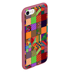 Чехол iPhone 7/8 матовый Разноцветные лоскуты от нейросети, цвет: 3D-малиновый — фото 2