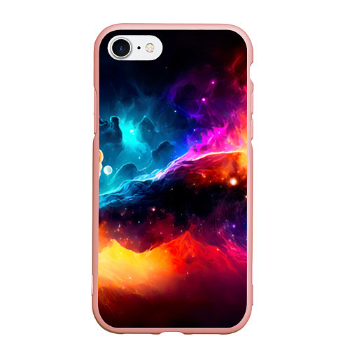 Чехол iPhone 7/8 матовый Космос, созданный нейросетью / 3D-Светло-розовый – фото 1