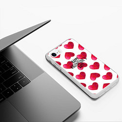 Чехол iPhone 7/8 матовый Сердца из краски - паттерн на день святого валенти, цвет: 3D-белый — фото 2