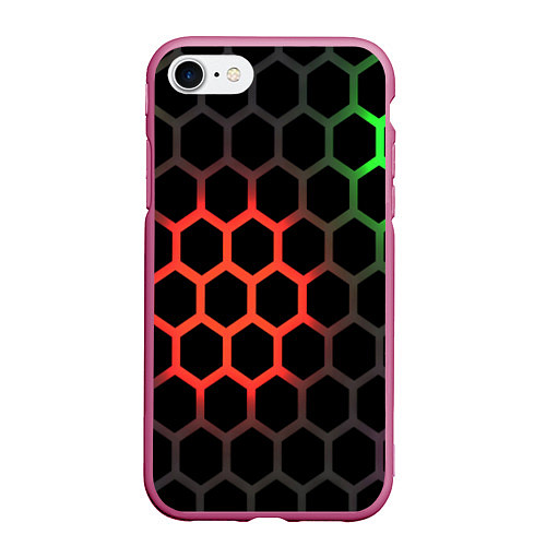 Чехол iPhone 7/8 матовый Gradient hexagon genshin / 3D-Малиновый – фото 1