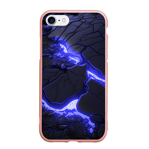 Чехол iPhone 7/8 матовый Красивая синяя неоновая лава / 3D-Светло-розовый – фото 1