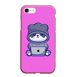 Чехол iPhone 7/8 матовый Розовая яблочная панда, цвет: 3D-малиновый