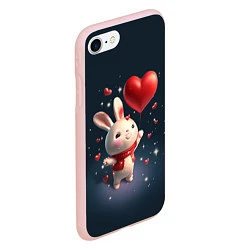 Чехол iPhone 7/8 матовый Кролик с шариком, цвет: 3D-светло-розовый — фото 2