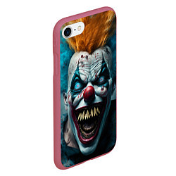 Чехол iPhone 7/8 матовый Бешенный клоун, цвет: 3D-малиновый — фото 2