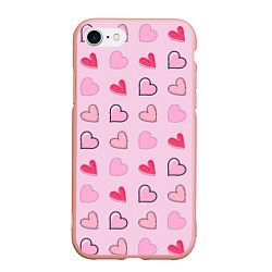Чехол iPhone 7/8 матовый Валентинки на нежно-розовом фоне, цвет: 3D-светло-розовый