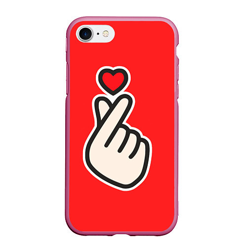Чехол iPhone 7/8 матовый К- Heart / 3D-Малиновый – фото 1