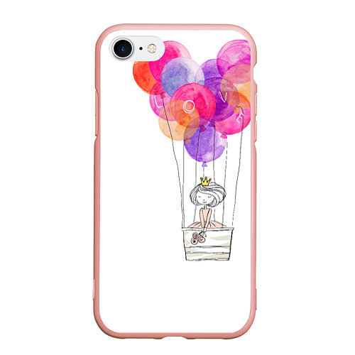 Чехол iPhone 7/8 матовый Улётная принцесса / 3D-Светло-розовый – фото 1