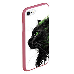 Чехол iPhone 7/8 матовый Кот с зелеными глазами, цвет: 3D-малиновый — фото 2