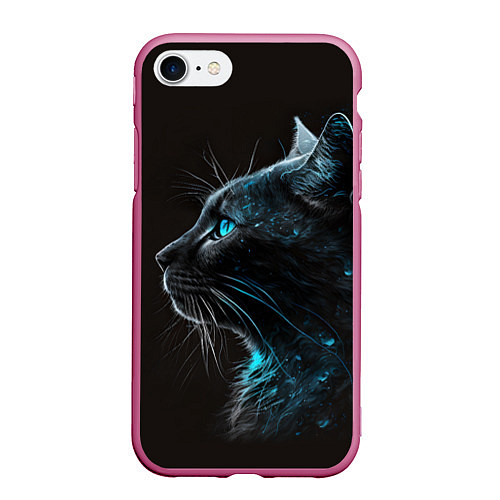 Чехол iPhone 7/8 матовый Кошечка с голубыми глазами / 3D-Малиновый – фото 1