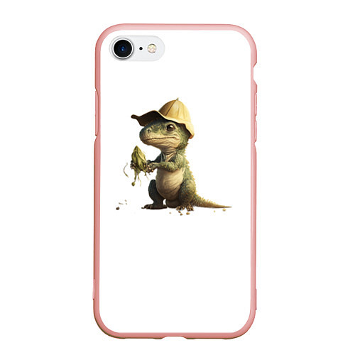 Чехол iPhone 7/8 матовый Baby T-Rex / 3D-Светло-розовый – фото 1