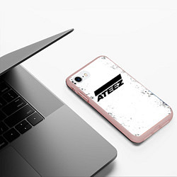 Чехол iPhone 7/8 матовый Ateez black and white, цвет: 3D-светло-розовый — фото 2