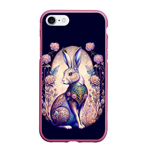 Чехол iPhone 7/8 матовый Мистический заяц / 3D-Малиновый – фото 1