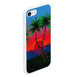 Чехол iPhone 7/8 матовый Пальмы и море, цвет: 3D-белый — фото 2