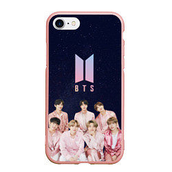 Чехол iPhone 7/8 матовый BTS starry sky, цвет: 3D-светло-розовый