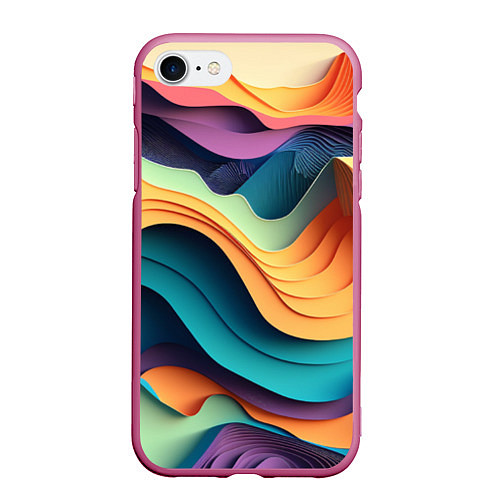 Чехол iPhone 7/8 матовый Цветной рельеф / 3D-Малиновый – фото 1