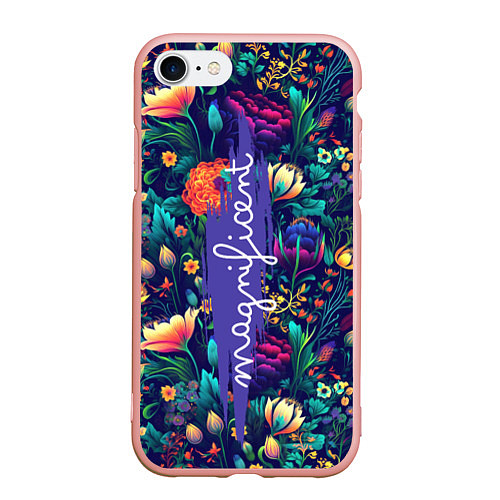 Чехол iPhone 7/8 матовый Magnificent Великолепная цветы / 3D-Светло-розовый – фото 1