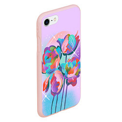 Чехол iPhone 7/8 матовый Цветы и звезды, цвет: 3D-светло-розовый — фото 2