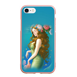 Чехол iPhone 7/8 матовый Фэнтези девушка с розами, цвет: 3D-светло-розовый