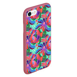 Чехол iPhone 7/8 матовый Цветочный паттерн арт, цвет: 3D-малиновый — фото 2