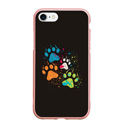 Чехол iPhone 7/8 матовый Кучка лапок, цвет: 3D-светло-розовый