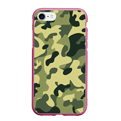 Чехол iPhone 7/8 матовый Лесной камуфляж, цвет: 3D-малиновый