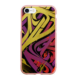 Чехол iPhone 7/8 матовый Calligraphic style, цвет: 3D-светло-розовый