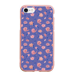 Чехол iPhone 7/8 матовый Цветы магнолии на нежно-лиловом, цвет: 3D-светло-розовый