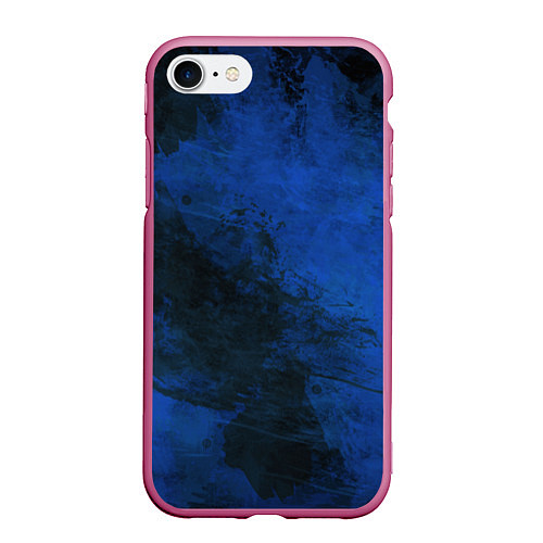 Чехол iPhone 7/8 матовый Синий дым / 3D-Малиновый – фото 1