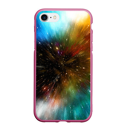 Чехол iPhone 7/8 матовый Бескрайний космос - неон / 3D-Малиновый – фото 1