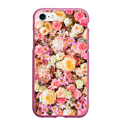 Чехол iPhone 7/8 матовый Тысяча цветов, цвет: 3D-малиновый
