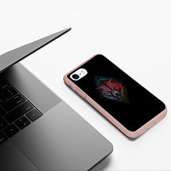 Чехол iPhone 7/8 матовый Неоновый разноцветный волк, цвет: 3D-светло-розовый — фото 2