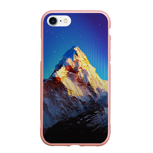 Чехол iPhone 7/8 матовый Космический эверест / 3D-Светло-розовый – фото 1
