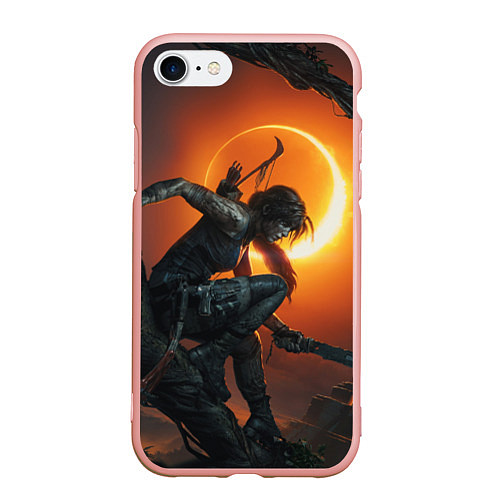 Чехол iPhone 7/8 матовый Lara Croft / 3D-Светло-розовый – фото 1